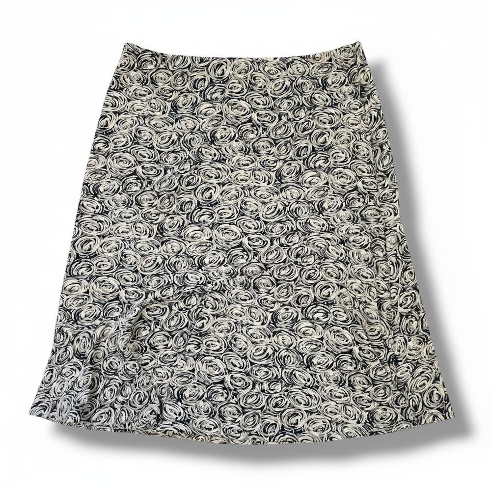 BCBGMaxAzria women's Black Beige Abstract Rose Print A-Line Skirt Medium - Picture 2 of 8